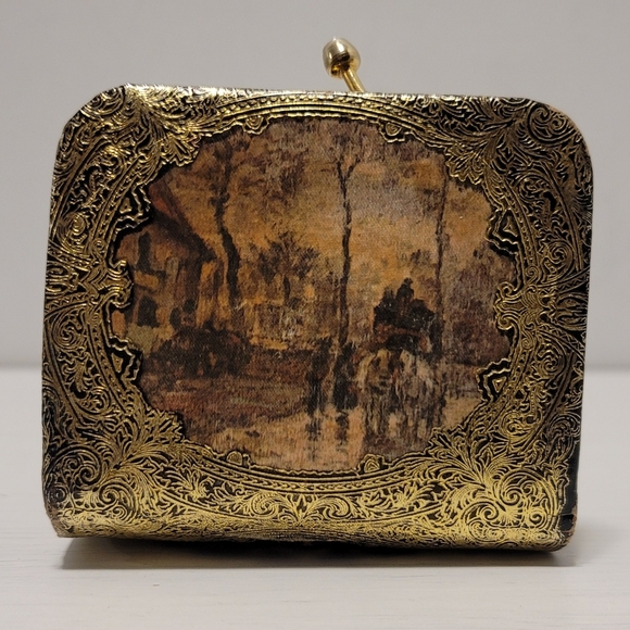 Rare Vintage Florentine Gold Embossed Italian Leather Coin Purse - Picture 4 of 10